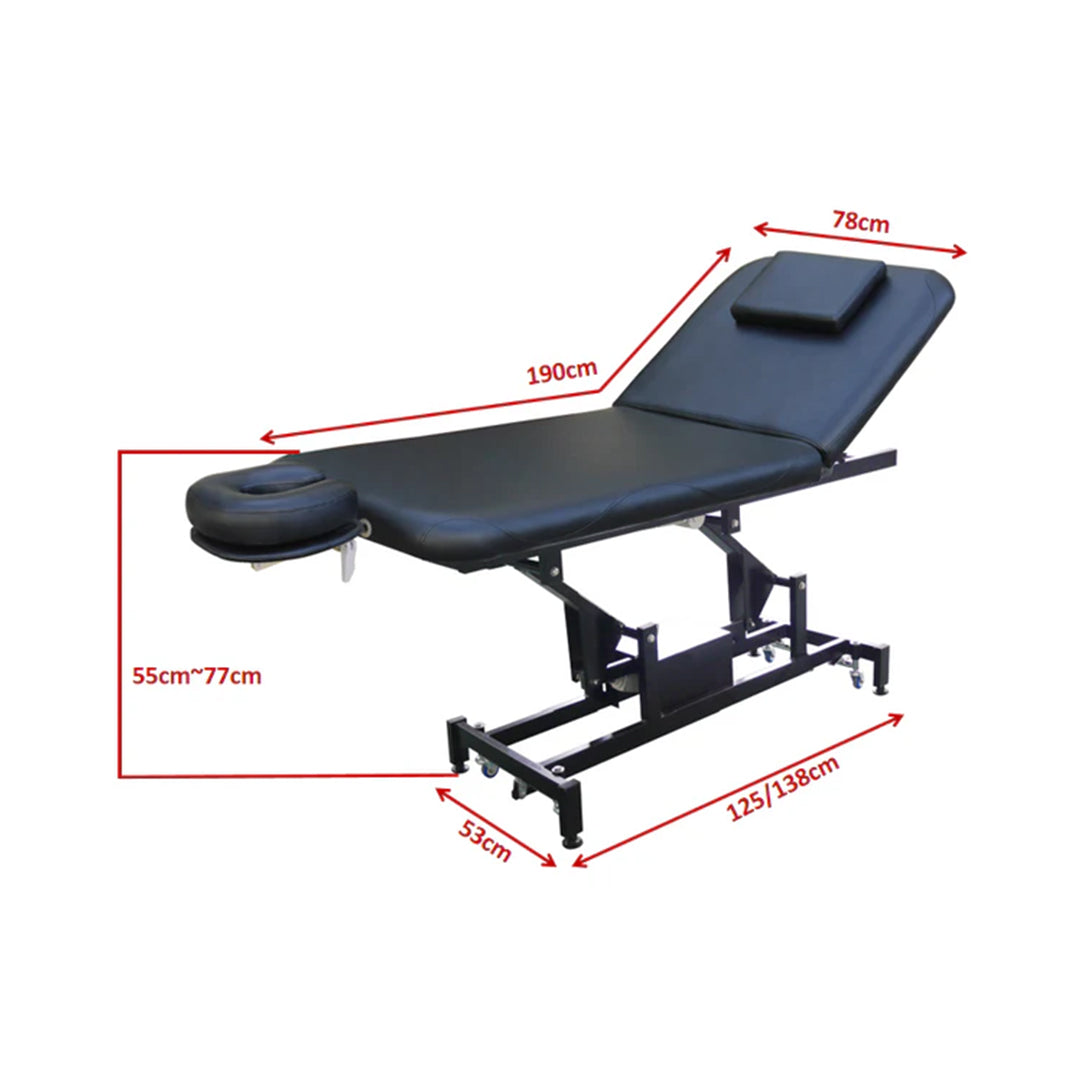 2 Part Therapy Table with Motorized Back Lift Black