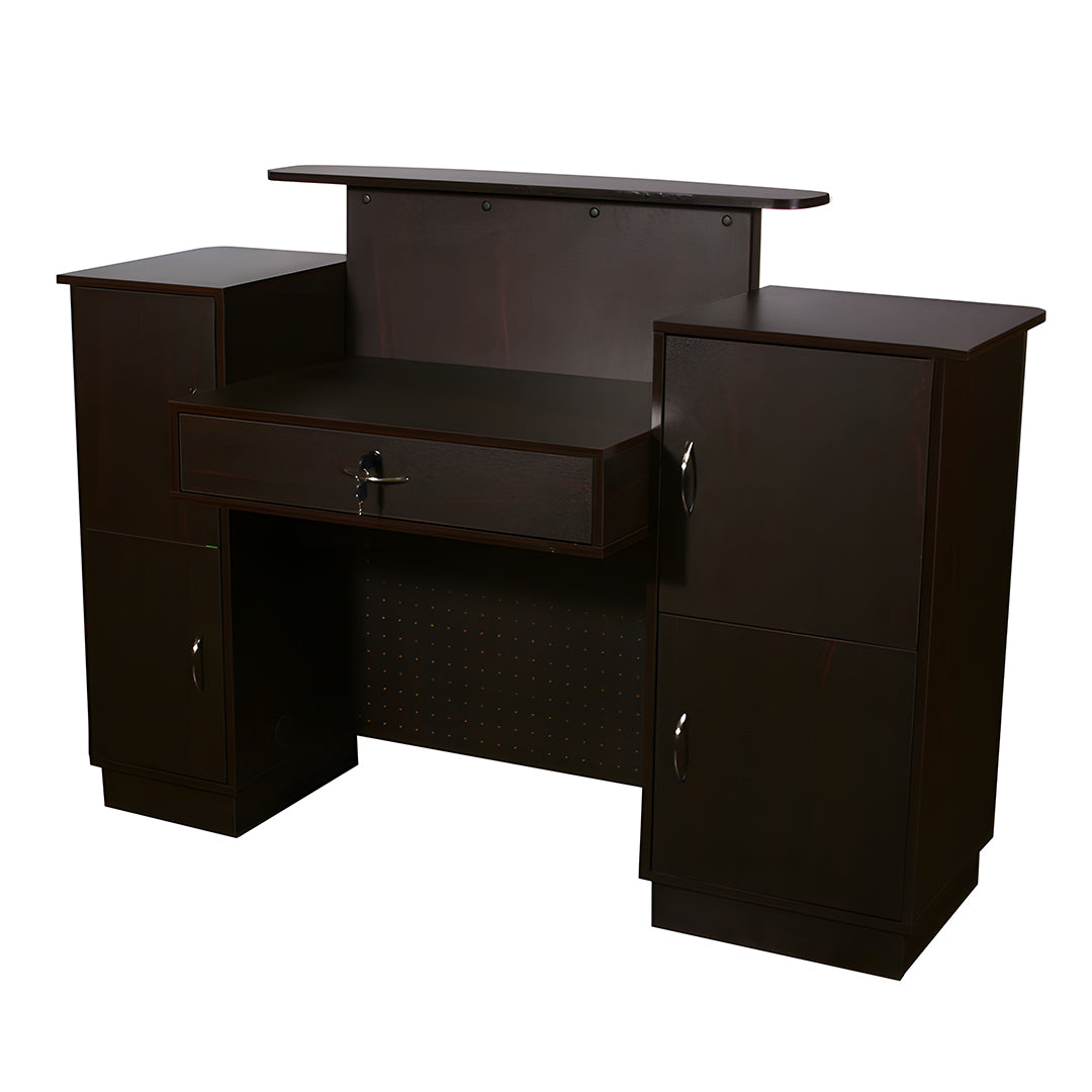 Davinci Reception Desk With Display Shelf Black